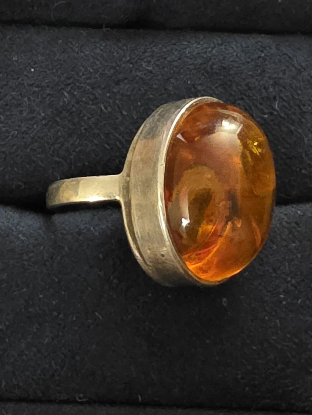 Sterling Silver Amber Ring (Vintage)